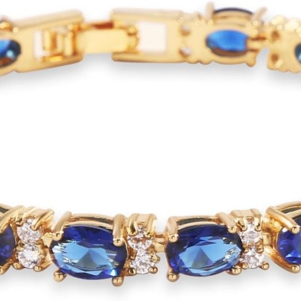 Rose Gold Plated CZ Tennis Bracelet Women Jewelry Gift Box